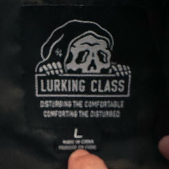 Lurking Class Skull Lightweight Hoodie Jacket Sheer Sleeve, size L - Picture 5 of 5